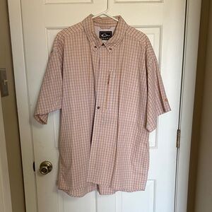 Drake Men's Casual Orange Checkered Shirt